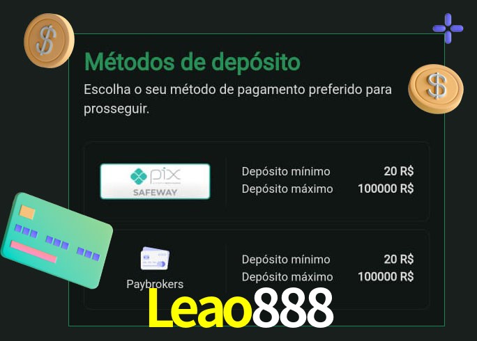 O cassino Leao888 oferece uma grande variedade de métodos de pagamento